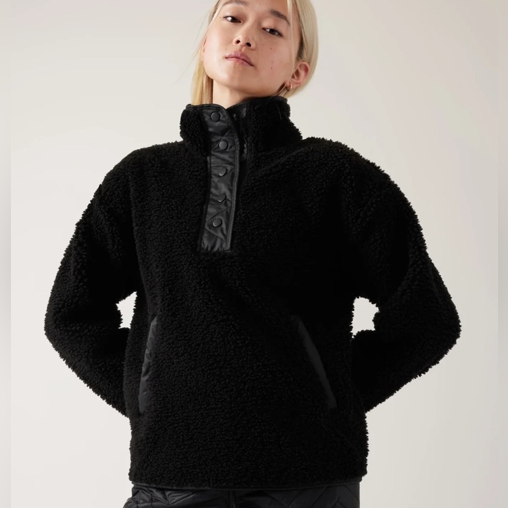 Athleta Cozy Sherpa Snap Sweatshirt